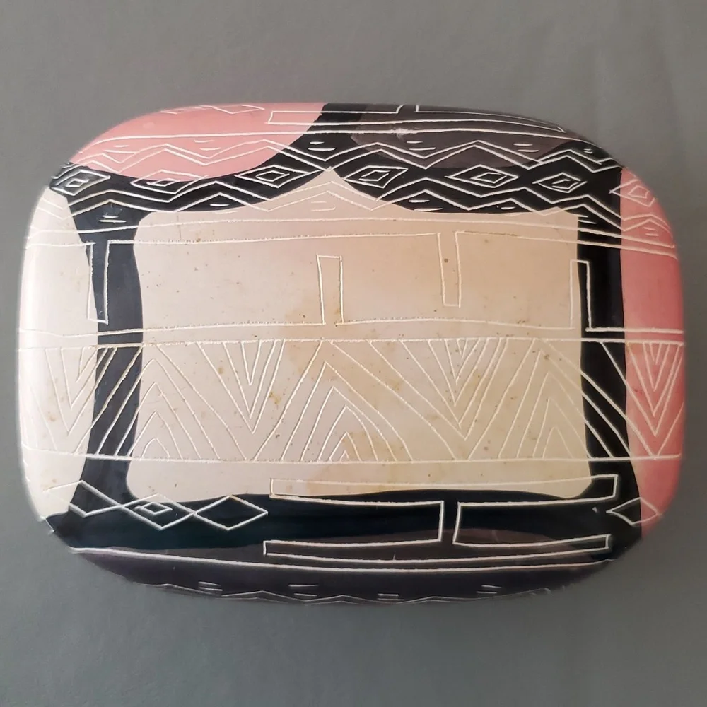 Besmo Soap Stone Hand Carved Trinket Box